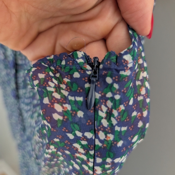 Papillon Blanc Blue Floral Mini Dress - Picture 5 of 7